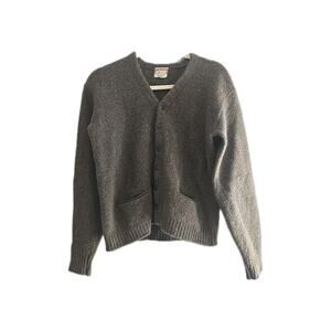 Vtg McGregor Gray Shetland Wool Mohair Pockets Cardigan Sweater Womans Sz Medium